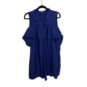 J for Justify Cold Shoulder Sleeveless Blouse Collared Ruffle Large